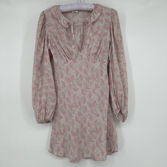 Aritzia Wilfred Trudy Dress Womens Size 0 100% Silk Mini Ruffle Coquette Pink - Picture 1 of 11